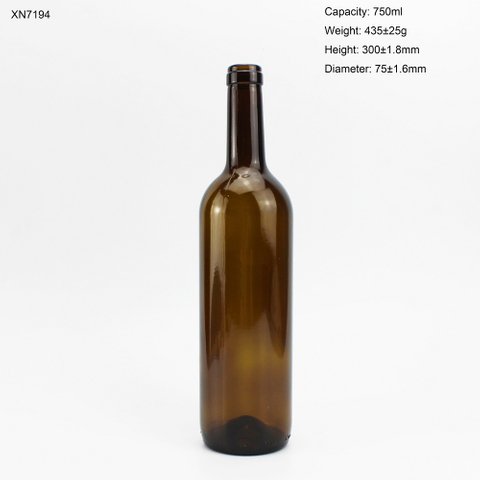 750ML Wine Glass Bottle Olive Green Cork Top