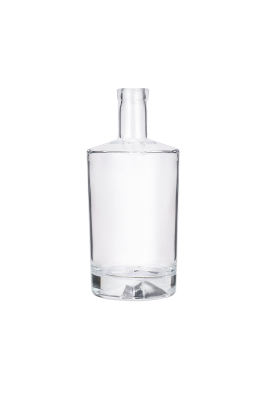 Wholesale Custom Flint Clear Round Classical Empty Brandy Gin Rum Vodka Tequila Liquor Glass Bottle