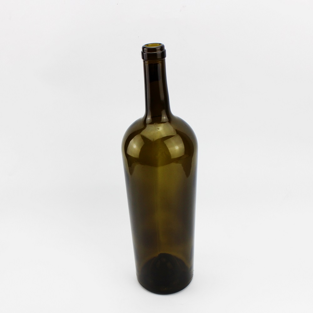 Top Quality 1L 1.5L 1.75L Cork Top Wine Glass Bottle Dark Green